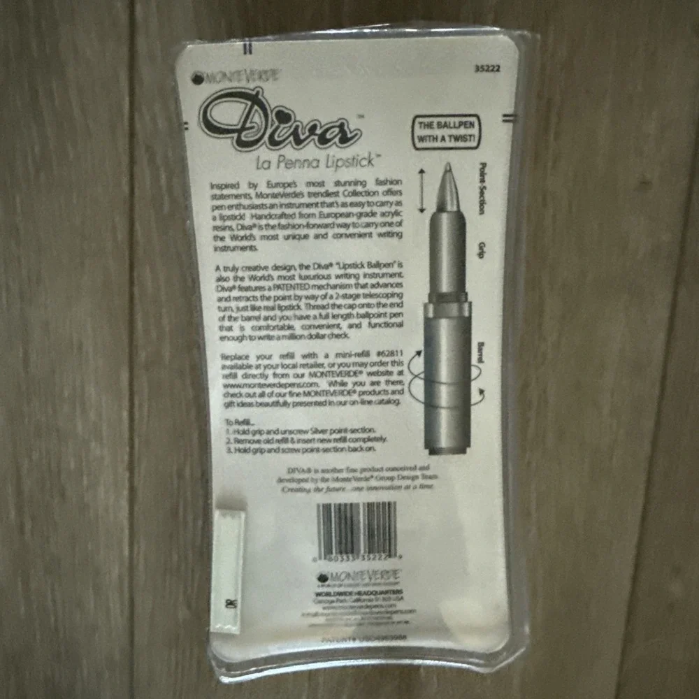 MonteVerde Pearl White Diva La‎ Penna Tickled Pink Lipstick Pen NIB RARE